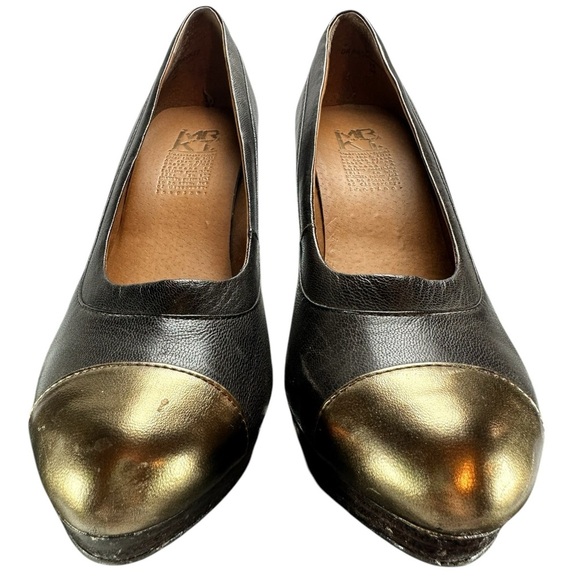 MRKT. Dark Brown And Bronze Platform Leather Pump 8M - Picture 3 of 9